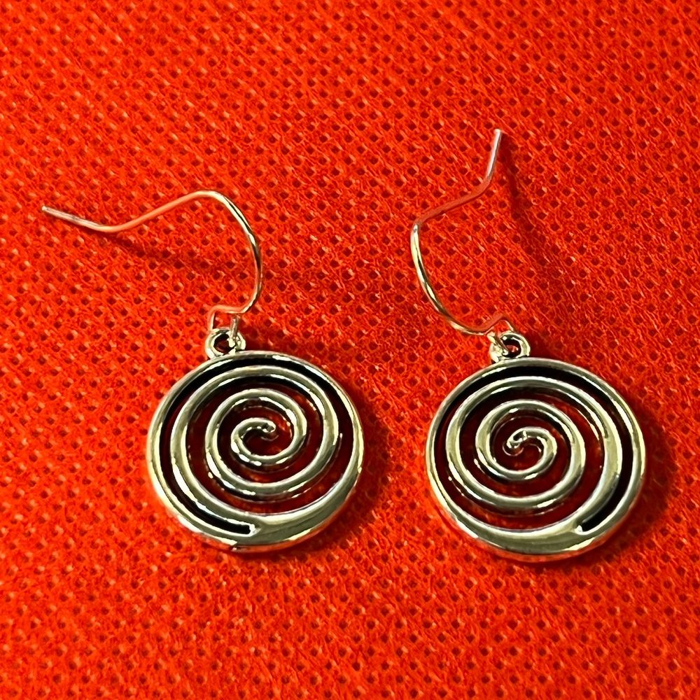 Spiral Silver Tone Pierced Earrings